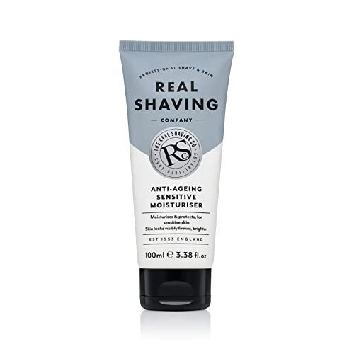 The Real Shaving Company Anti-Ageing Sensitive Moisturiser - Moisturises & Protects for Sensitive Skin, Visibly Firmer and Brighter Skin 1 x 100 ml