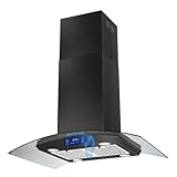 JOEAONZ 36 inch Island Range Hood 700CFM Black Painted...