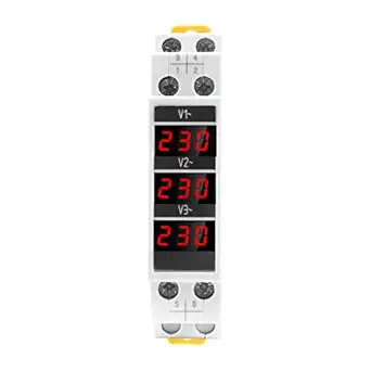 amiciSense 3-Phase Voltmeter, AC 80~500V Mini Voltage Tester with 3 LED Display, 35mm Din Rail Mounted