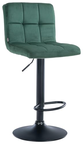 CLP Taburete De Bar Peru En Terciopelo I Silla De Altura Regulable con Reposapiés I Banco Moderno De Cocina Acolchado, Color:Verde Claro, Color del Marco:Negro