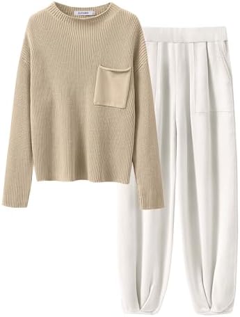 ANRABESS Women's Two Piece Outfits Long Sleeve Knit Top Fall Swea...