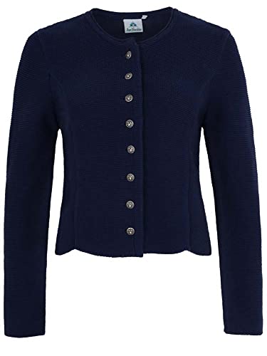 Isar-Trachten Strickjacke für Damen | Schicke Dirndljacke | Trachtenjacke zum Dirndl | dunkelblau Gr 46