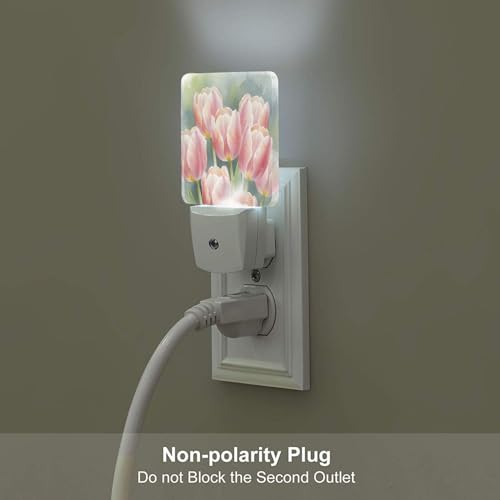 Image of Futterya Plug-in LED Night Light, Spring Tulip Floral Vintage Set of 2 Dusk-to-Dawn Auto Sensor Decor Lamp