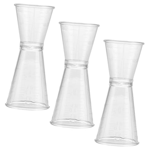 Ciieeo 3pcs Double Sided Plastic Jigger Measuring Cup for Home Bartending Reusable Design Cocktail Tool for Parties and Banquets