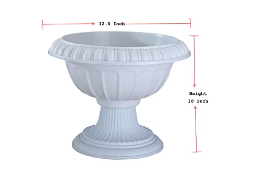 Joen 12.5 Inch Traditional Plastic Urn Planter Indoor/Outdoor -2 Pack (White) #TOP1