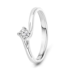 Idea Regalo - MIORE Anello Donna Solitario con Diamante taglio Brillante Ct. 0.12 in Oro Bianco 18 Kt 750, Anello realizzato a mano da maestri Orafi di Valenza PO