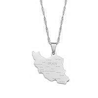Iran Kaart Hanger Ketting Voor Mannen Vrouwen Roestvrij Staal Goud Zilver Choker Iran Overzicht Hart Vlag Sieraden Cadeau