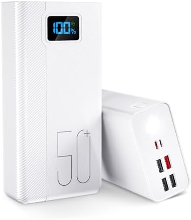 Power Bank 50000mAh:22.5W External Battery Fast Charging with Large Capacity and 5 Outputs and 3 Inputs