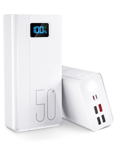 Power Bank 50000mAh：22.5W Batería Externa de Carga rápida con Gran Capacidad y 5 Salidas y 3 entradas
