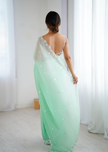 Image of Women's Chiffon Embellished Saree With Unstitched Blouse Piece