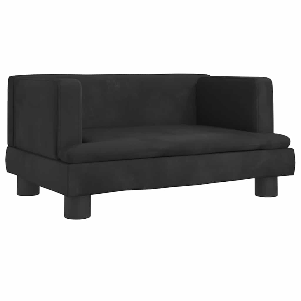 Lit pour chien vidaXL en velours noir 60x40x30 cm avec cadre en bois stable