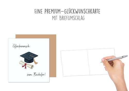 Edition Seidel Premium quadratische Glückwunschkarte zum Bachelor mit Umschlag. Bachelorkarte Karte Grußkarte Spruch Sprüche Bachelor Studium Universität Prüfung Abschluss Mann Frau (PRQ124 SW026)
