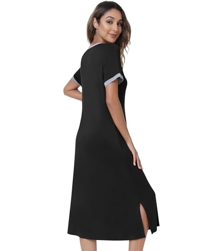 Image of NACHILA Bamboo Viscose Nightgowns for Women Cooling Night Gown with Pockets