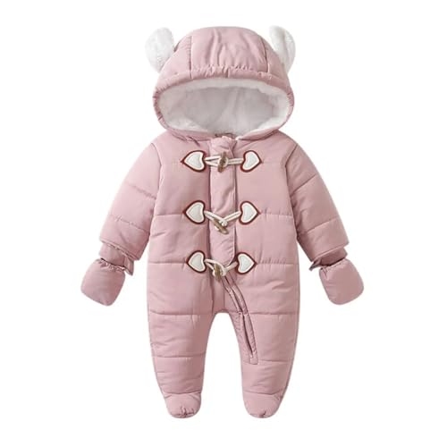 Image of Simplee kids Baby Infant Boys Girls Snowsuit Winter Hooded Footed Warm Jumpsuit Outerwear with Gloves for 3-24 Months