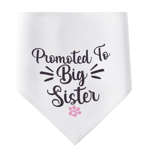CRASPIRE Promoted to Big Sister Dog Bandana Paw Print Wedding Pet Bandana Washable White Triangle Pet Dog Scarf Engagement Wedding Photo Props Collars Accessories for Pet Dog Lovers Gifts