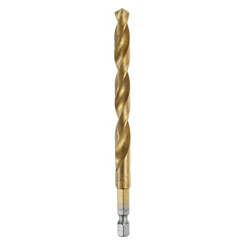 Image of sourcing map 1/4" Hex Shank Twist Drill Bits 8mm Titanium Coated High Speed Steel Quick Change Hex Drilling Bit Jobber Drill Bits for Wood Plastic Metal, Gold