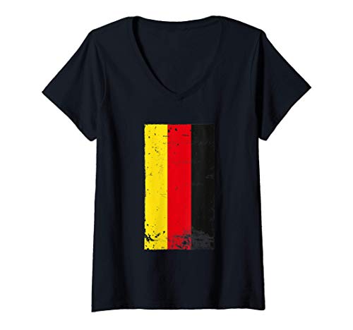 Mujer German Pride Travel Vacation Germany Flag Camiseta Cuello V