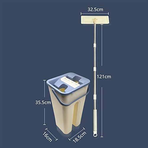 ZURBAQD Mopp/Flacher Bodenwischer, Bodenwischer und Eimer-Set, flaches Wischmopp-Eimersystem mit 4 wiederverwendbaren Mikrofaser-Pads, Hartholz-Bodenwischer für zu Hause mit Wringer, Edelstahlgriff, – Bild 4