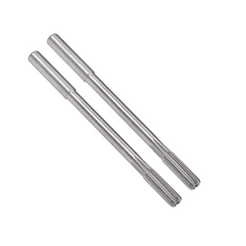 uxcell 5.4mm Chucking Reamer, HSS Cobalt M35 Lathe Machine Reamer D4 6 Straight Flutes, Round Shank Milling Cutting Tool, for Stainless Steel Alloy Copper Metal, 2pcs