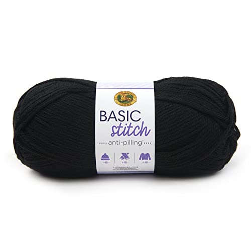 Lion Brand Yarn Company 202-153 Basic Stitch Anti Pilling Yarn, Black, One Skein