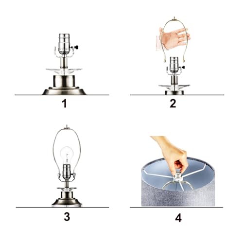 Image of GY & CK 7 Inch Lamp Harp for Table and Floor Lamps, Heavy Duty Lamp Shade Holder with Standard Harp Saddle and Lamp Finial Set (Nickel)