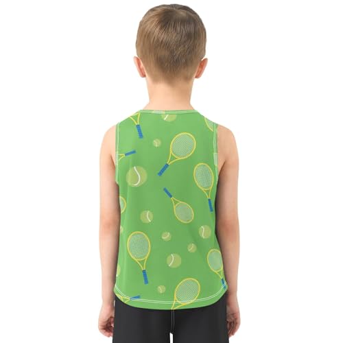 J JOYSAY Cartoon Tennis Light Green Boys Tank Top Sleeveless Muscle Shirts Quick Dry Workout Active Sport Kids T-Shirts 3-15T3