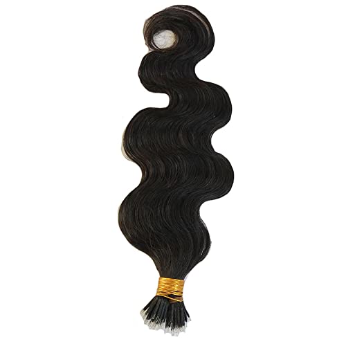 Nano Ring Hair Extensions Pre Bonded Natural Color Braziian Body Wave Mirco Ring Nano Human Hair Extensions For Women 1g/strand (10inch 100strands, Color #2)