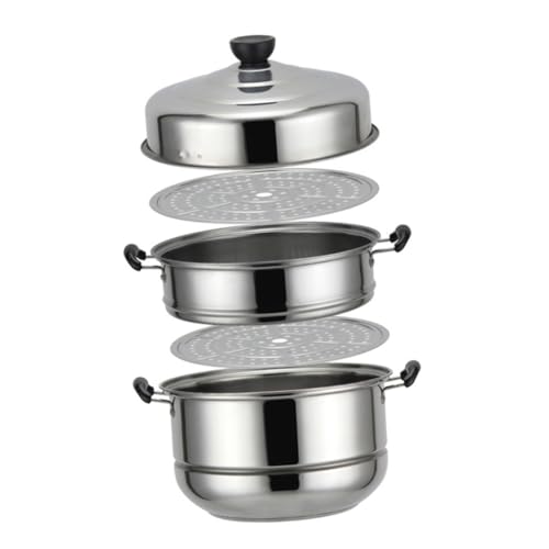 Zerodeko Vaporiera Pentola a Vapore in Acciaio Inossidabile a Tre Strati 28Cm e per Cottura Induzione e Manici Termoisolanti per Verdure