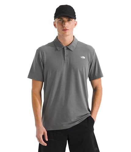 The North Face Men's Adventure Polo - Moisture Wicking Collared Shirt for Men, Snag Resistant, Durable Collar, Smoked Pearl, Medium