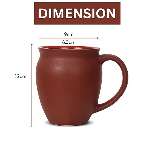 Image of QIMACPLUS Premium Ceramic Coffee Tea Cups Mugs Best Gift for Family Red Colour (400 ML, Microwave Safe, Dishwasher Safe) (4)