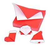 Molinter 100x Origami Papier Craft Paper Weihnachten Rot Weiß Bastelpapier Origamipapier Zweiseitig Faltpapier für Kinder