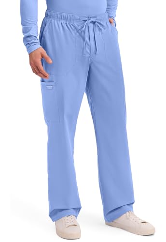 Image of Cherokee WW Professionals Scrubs for Men Tapered Leg Mens Cargo Scrub Pants | Comfortable Poplin Fabric, 2-Way Stretch, Zip Fly, Drawstring, Easy Care, For Active Shifts, Made for Nursing Professionals