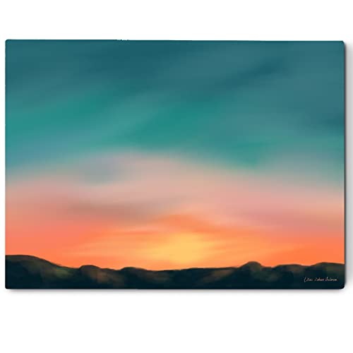 Beach Wall Art Sea Ocean Landscape, Sunset Painting Print Canvas Wall
