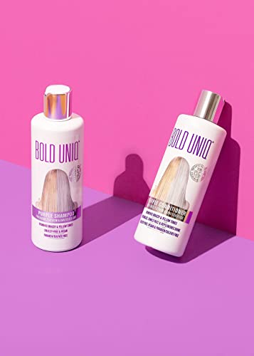 Bold Uniq Purple Shampoo & Conditioner Duo - Eliminates Brassy Yellow Tones. Lightens Blonde, Platinum, Ash, Silver And Grays. Paraben & Sulfate Free, Vegan And Cruelty Free. #TOP1