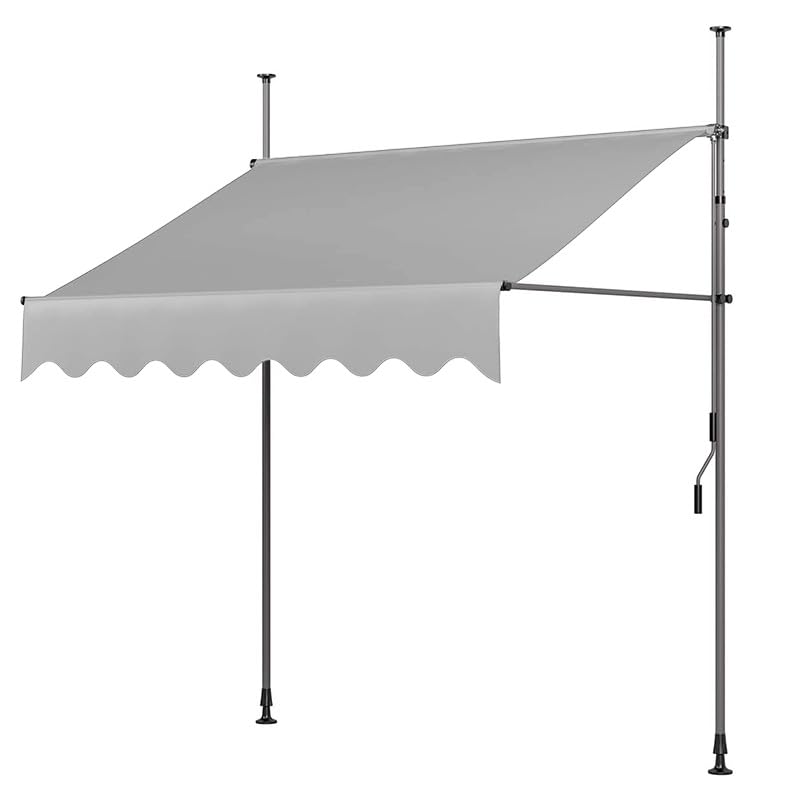 Auvent de terrasse rétractable 400x120 cm gris clair réglable en hauteur