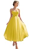 Sevintage Women's Tulle Ball Gowns for Teens Tea Length Princess Dresses Spaghetti Straps Short Prom