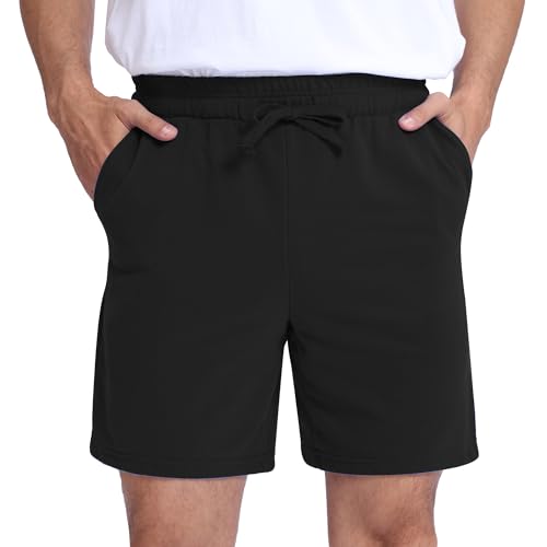 Men’s Shorts 100% Cotton with Pockets – Lightweight, Soft Athletic Shorts for Lounge, Sleep, Workout