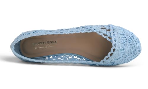 Image of FEVERSOLE Women's Comfort Breathable Knit Crochet Shoes Lace Ballet Flats