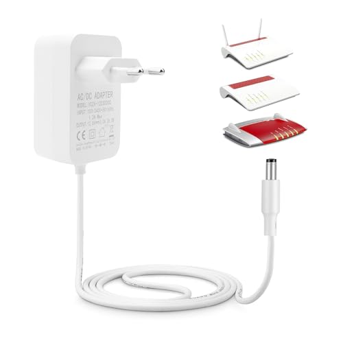 Powice 12V 3A Netzteil Ladegerät Kompatibel für AVM Fritz!Box 7690 7490 7430 7390 6690 7590 7560 7540 7530 7510 6490 5590 5530...WLAN Router und Telekom Speedport Smart Steckernetzteil 1 2M Weiß