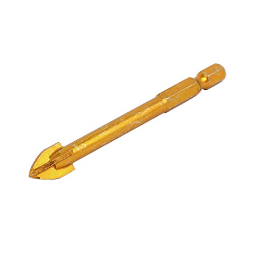Aexit 10mm Tip Tool Holder 84mm Length Hex Drill Hole Triangle Head Glass Drill Bit Gold Tone Model:41as474qo449