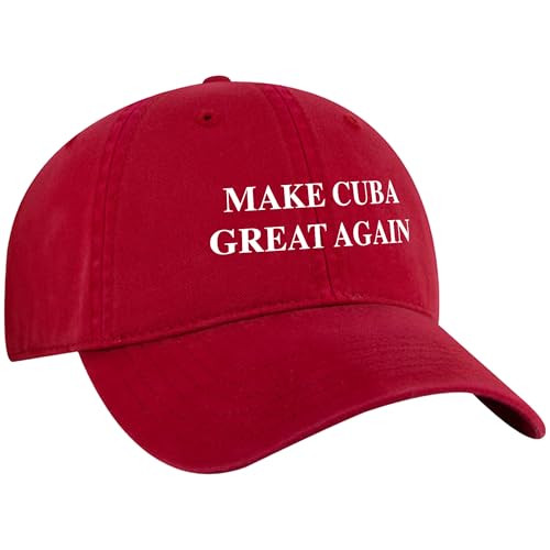 Make Cuba Great Again Hat - Premium Washed Cotton Red Baseball Cap Adjustable Vintage Style Hat for Men & Women
