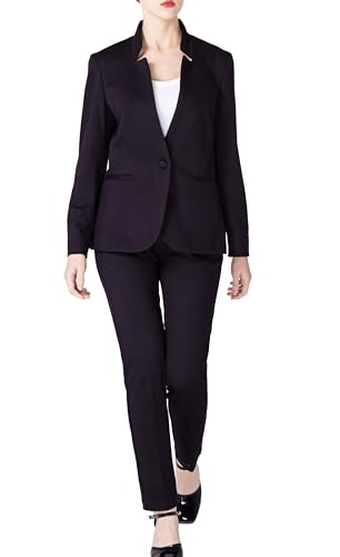 Ava Luke Hosenanzüge Für Damen Elegant Zweiteilig, Hosenanzug 2-teilig Anzüge Für Damen Schwarz 42
