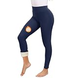 Decorie Leggins Termicos Mujer Invierno Mallas Termicas de Cintura Alta Forro Polar Pantalon Termico (Azul Marino,L)