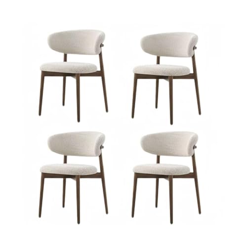 FSDFKPOP Conjunto de 4 cadeiras para sala de jantar de madeira, cadeiras auxiliares modernas de cozinha estofadas em tecido, estilo rústico com pernas, cor bege. 4
