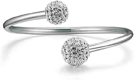 アクセサリー Italy 925 balls cuff bangle 925 Sterling Silver Scallop Shell Torque Tube Bangle Cuff