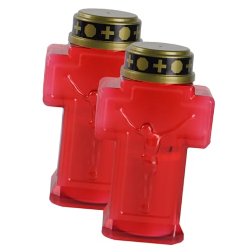 Velas electrónicas sin llama en forma de cruz de plástico reutilizables COLLBATH rojas 2 uds