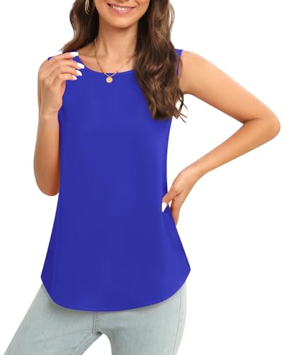 Image of Women's Sleeveless Chiffon Tank Top Business Casual Blouse Tunic Top