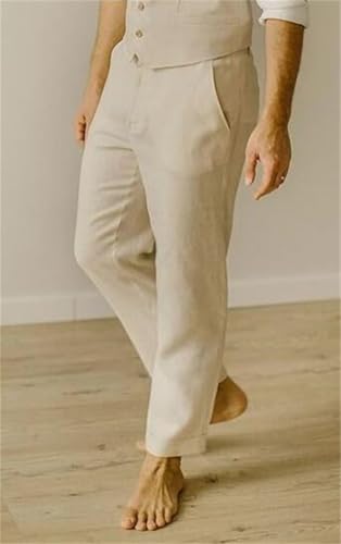 Men's Linen Pants Dress Pants for Men Casual Pants Lightweight Trousers Business Party Beach Wedding2