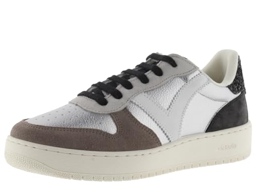victoria Basket Madrid Efecto Piel Metalizada & Piezas Serraje & Trasera Glitter 1258257 para Mujer Plata 41