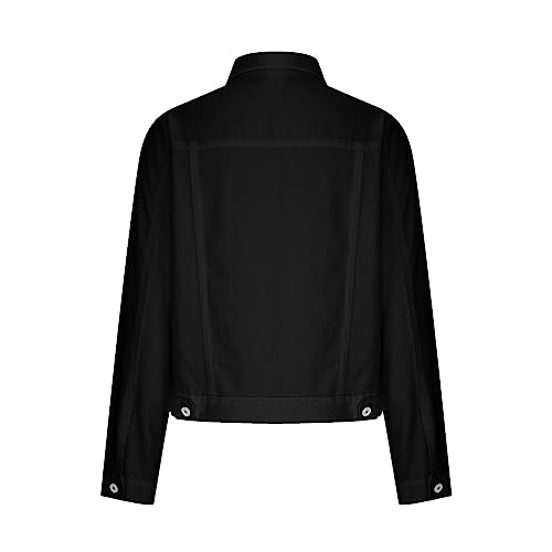 Women’s Denim Jacket Long Sleeve Button down Jean Coat Spring Fall Casual Slim Fit Short Trucker Jackets with Pockets3